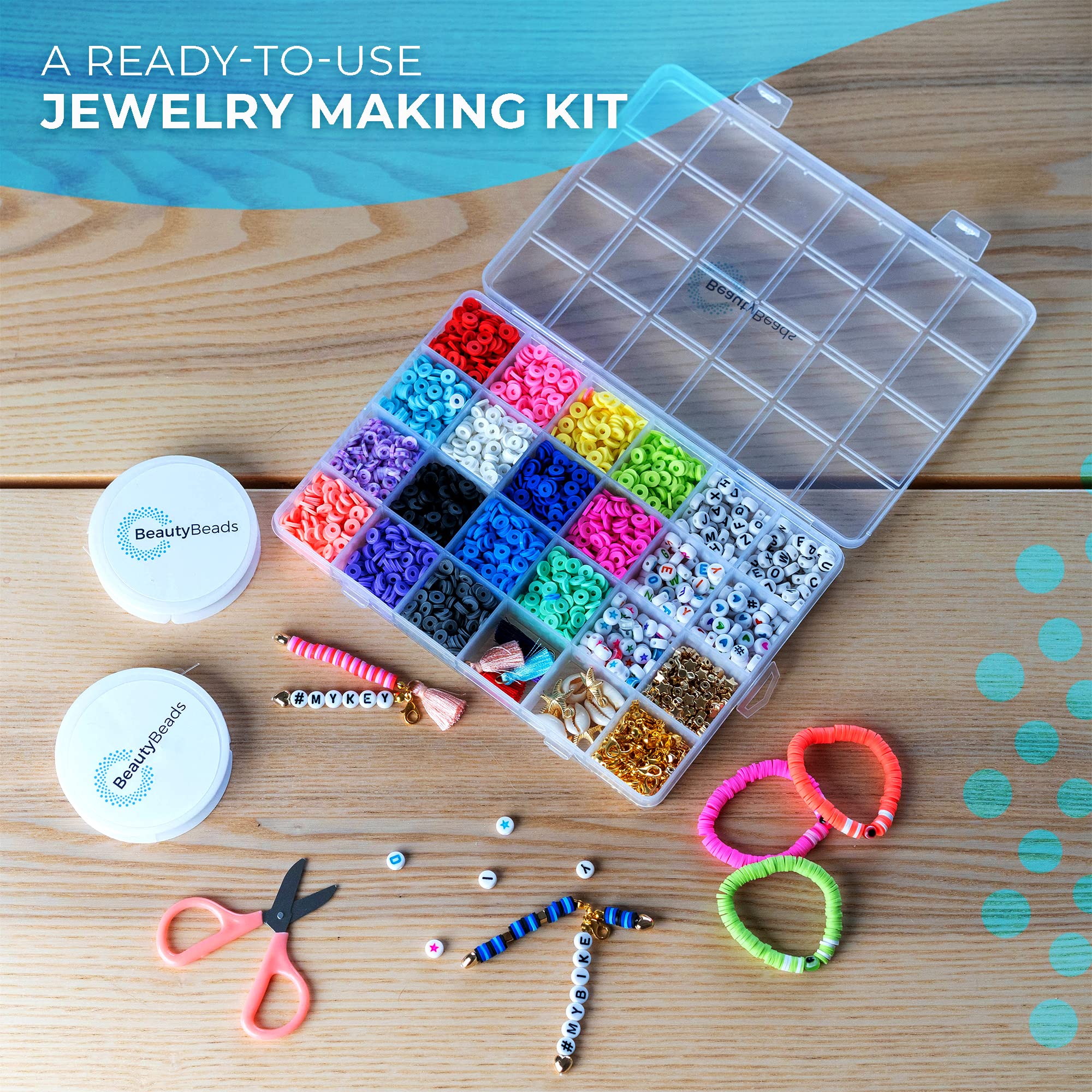Kit De Perles à Enfiler DIY - 12 000 Perles De Verre 3 Mm - 24 Couleurs - Boîte De Rangement Avec Fil, Ciseaux, Fermoirs - 4