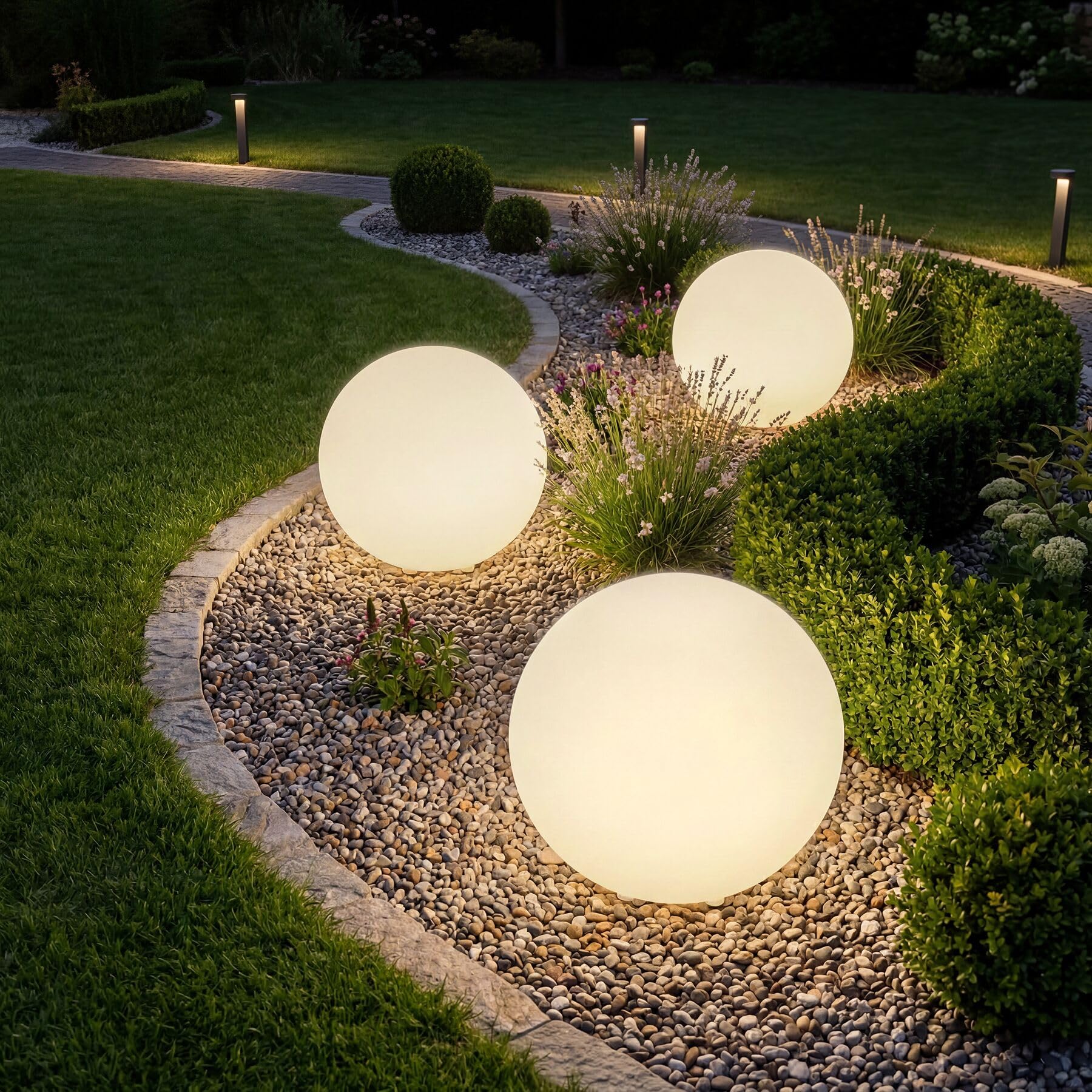 tectake® Lampada da terra Sfera LED, luce RGB da esterno e interno, telecomando, 16 colori, 1200 lumen, IP44 water proof, polietilene, luci giardino arredo esterno, piedini - M - Ø 40 x 40 cm