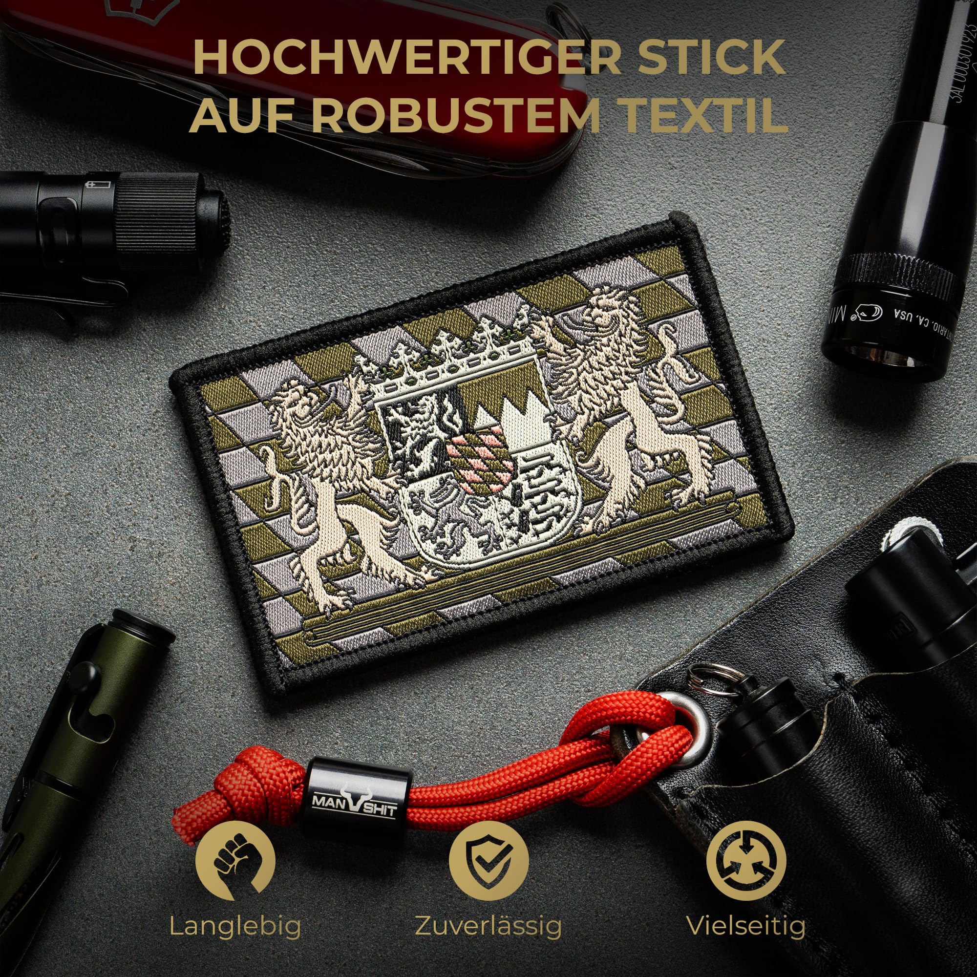 ALPENWOLF Bayern Patch Taktisch 2er Set – 8×5 cm Gewebter Klett Aufnäher im Camouflage Design – Bayernwappen Patch für Rucksack, Cap, EDC Gear & taktische Ausrüstung - 3