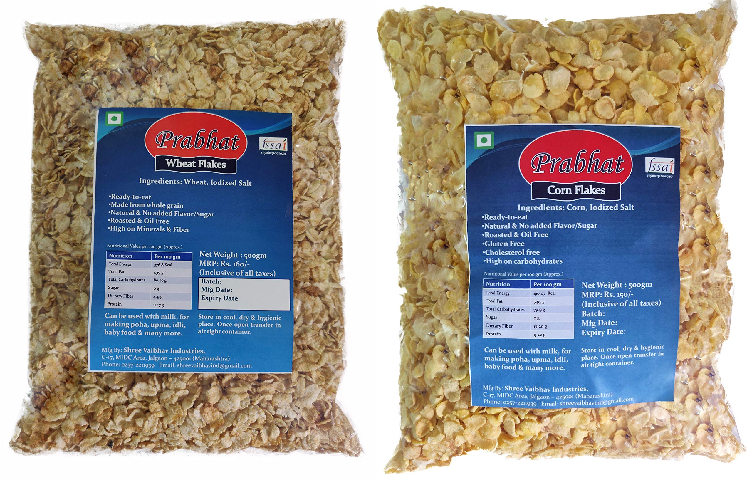 Prabhat Flakes - Wheat Flakes & Corn Flakes - 500gm Each (Total - 1kg) (B07J47L8GY) Amazon Price History, Amazon Price Tracker