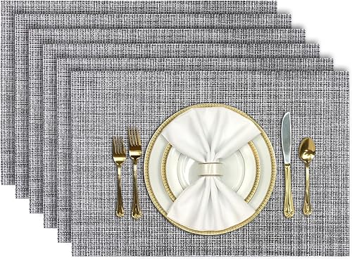 Miniatura 11 de Aofmee Juego de 4 manteles individuales resistentes al calor, manteles individuales lavables y duraderos de PVC, manteles individuales de vinilo