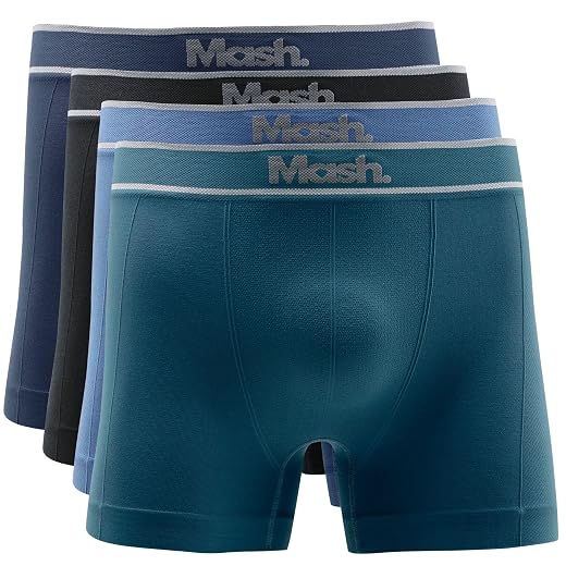 Kit 4 Cuecas Boxer Mash Microfibra Sem Costura Respirável Masculina