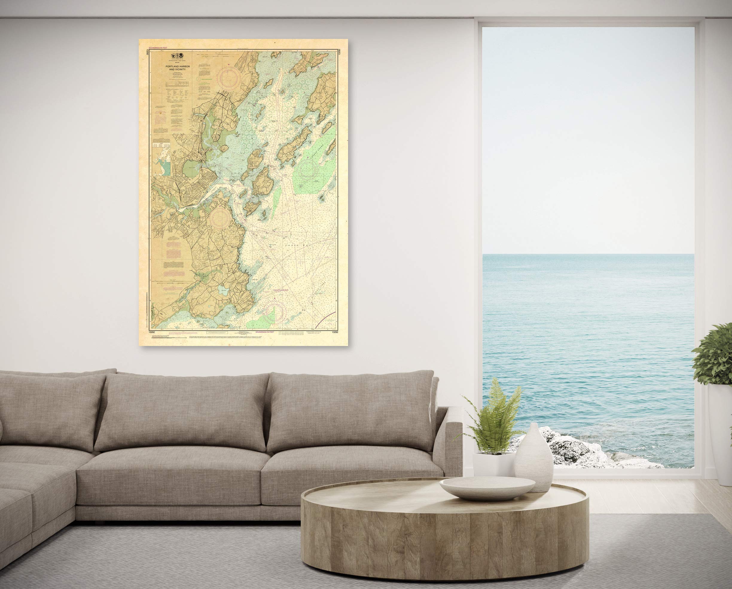 Paradise Cay Publications, Inc. Antiqued NOAA Chart 13292: Portland Harbor and Vicinity