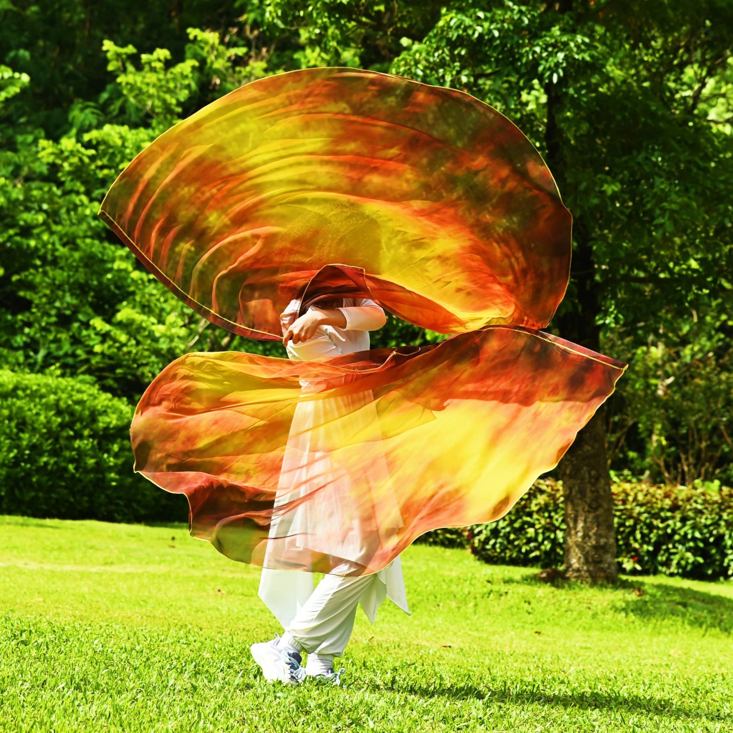 Baisdan Drapeaux de culte de 140 x 140 cm pour église de Danse, Drapeaux de Danse de louange, Drapeau de feu consommant avec tiges Flexibles et Sac de Transport