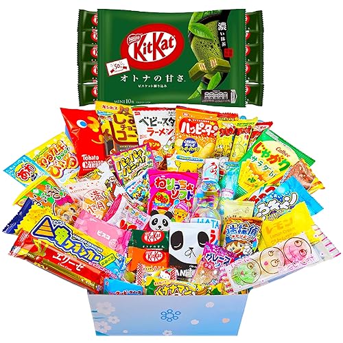 Paquete de caja de aperitivos japoneses y kit Kat, 50 dulces y aperitivos japoneses + 10 x Matcha KitKat