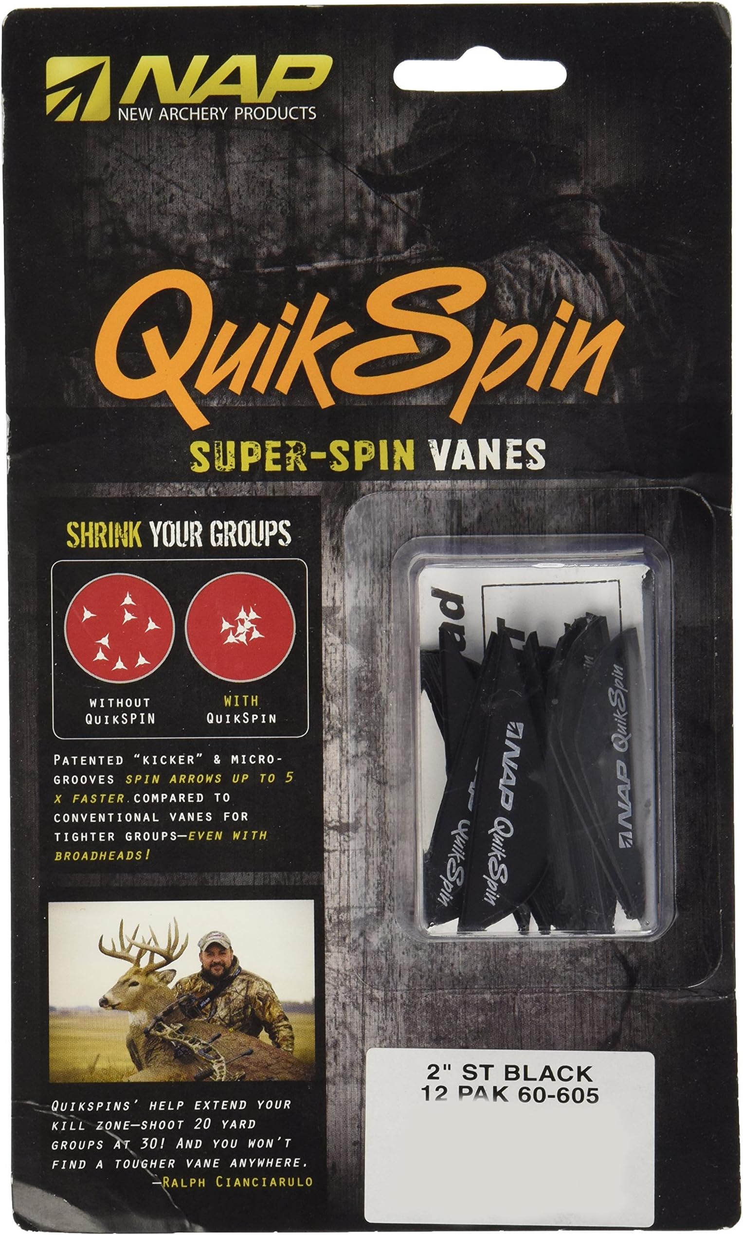 New Archery Products NAP Quikspin 2" Black - 12 Pack