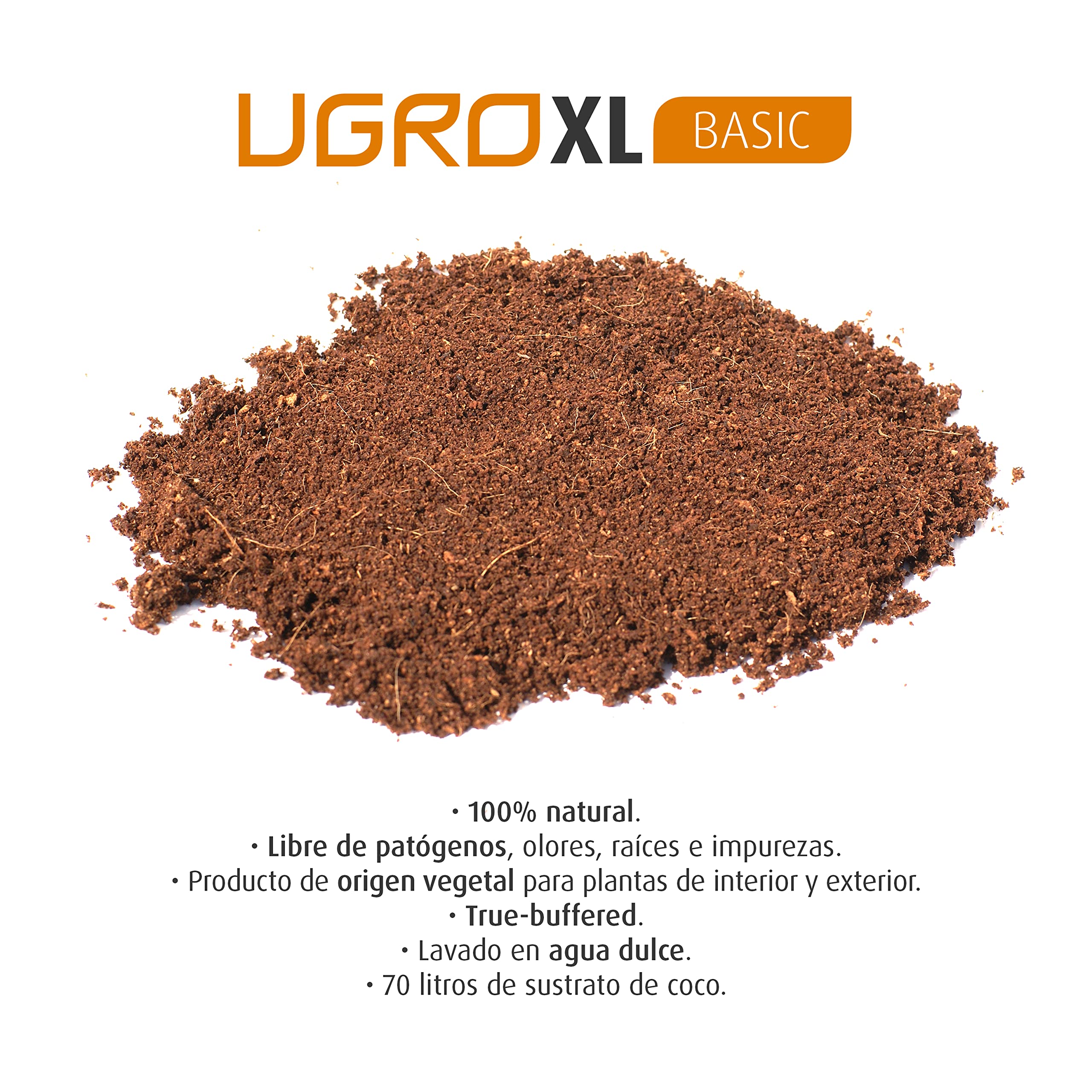 XL Basic - Sustrato de Coco, Bloque Comprimido con bajo Porcentaje de Fibra de Coco para Plantas y Huerto, 5 kg - 70 L (30x30x12 cm)
