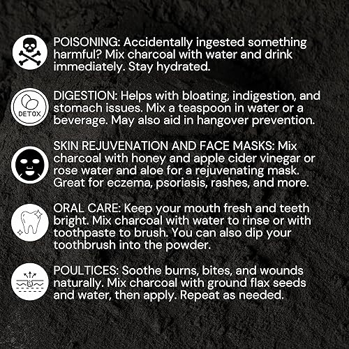Miniatura 5 de Polvo de carbón de coco activado orgánico, desintoxicación de grado alimenticio, frasco grande, a granel, para desintoxicación, blanqueamiento de