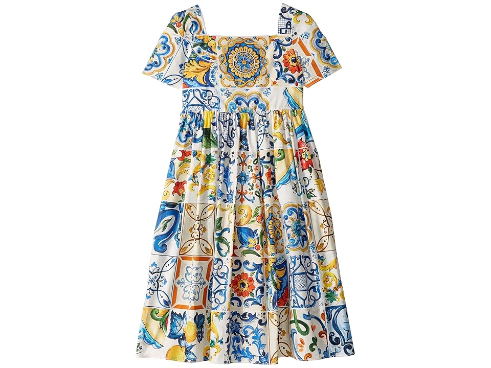 

Dolce & Gabbana Kids Poplin Maioliche Short Sleeve Dress (Big Kids) (Maioliche Print) Girl's Dress