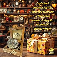 Vista 4 de Handmade Religious Brass Compass Gift with Engraved & Embossed Faith Messages – Inspirational Christian Religious Gift Keepsake for Baptism