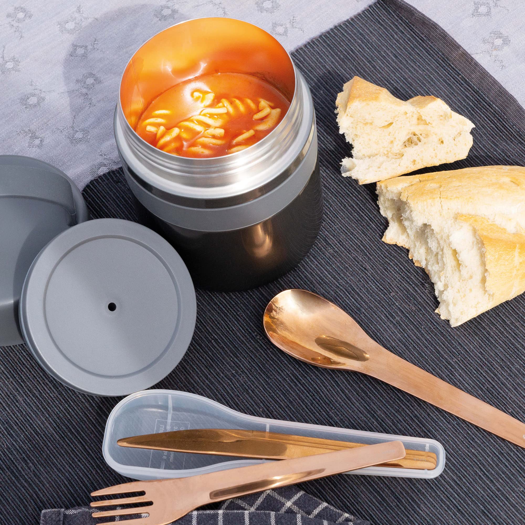 LURCH 240847 Iso-Pot 2.0 termiczny pojemnik na gorące i zimne potrawy, z podwójnych ścianek ze stali nierdzewnej, 500 ml, szaro-metaliczny