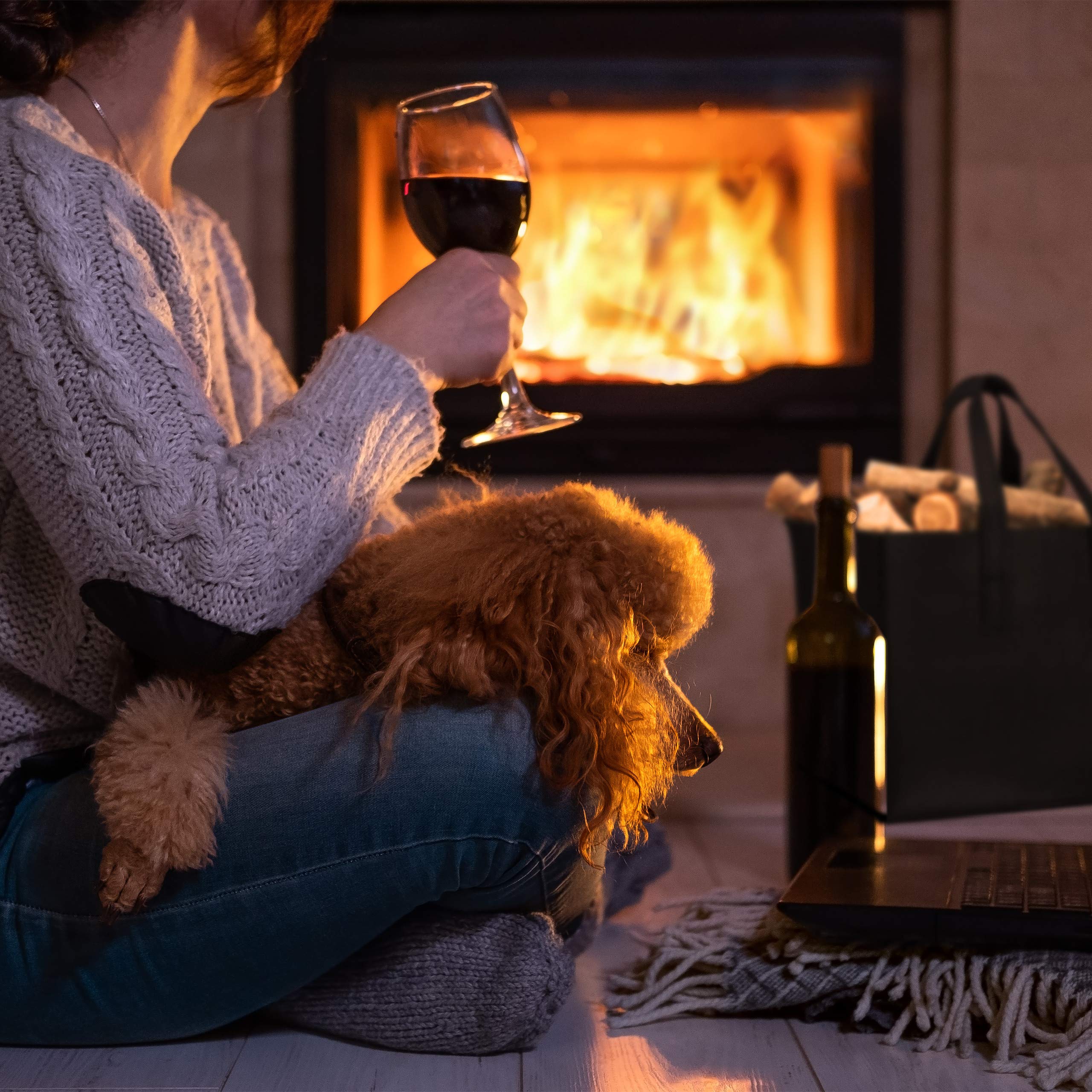 Relaxdays Kosz na drewno kominkowe, 2 uchwyty, składany, uchwyt na gazety, filcowy kosz na drewno kominkowe, filc, szary, 1 sztuka