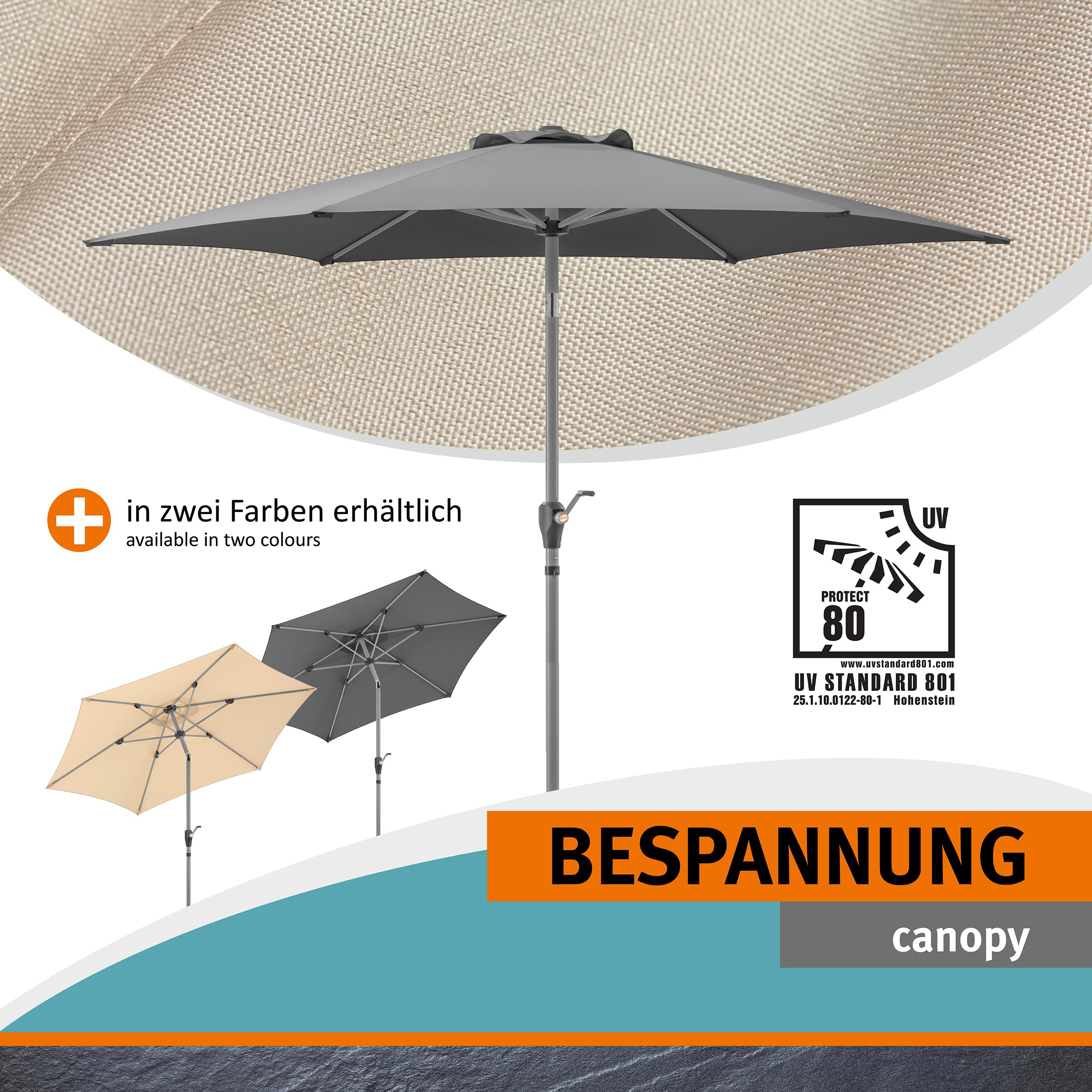 Schneider Sonnenschirm SOLESTA Ø270 cm – UV-Schutz, air-vent, Kurbel & Knickfunktion, stabil für Balkon & Garten