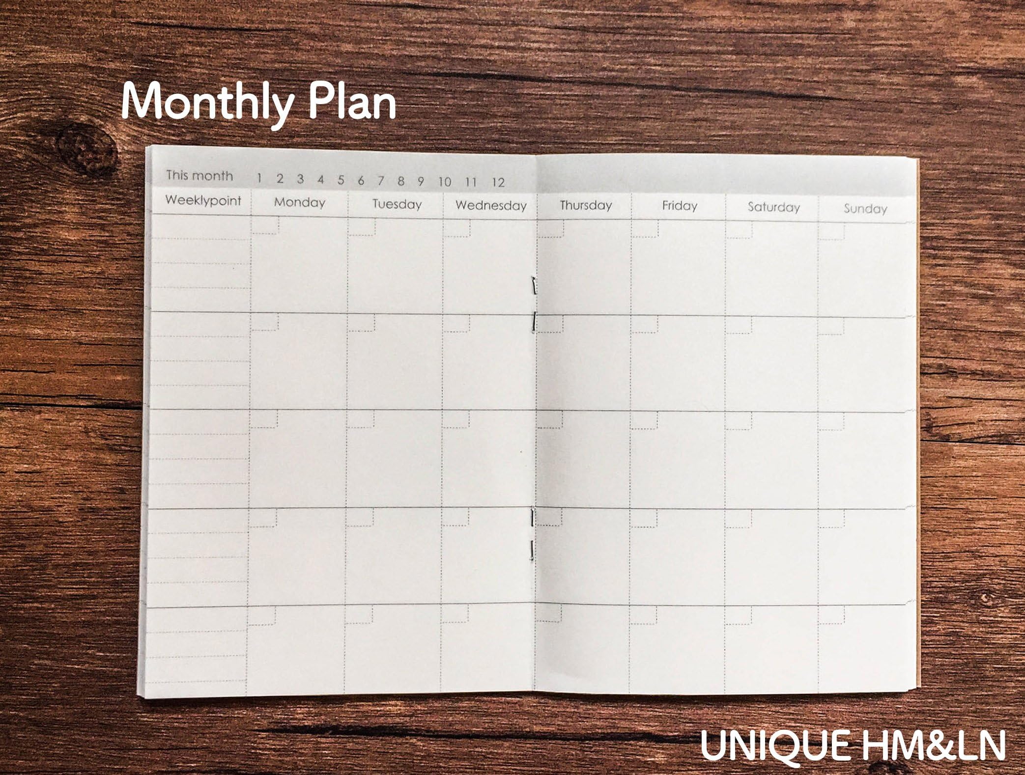 UNIQUE HM&LN Monthly Calendar Refills 5.3 x 4 inch