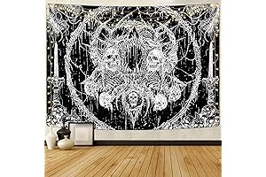 Krelymics Skull Tapestry - A Gothic Tapestry of Shadowy Intrigue