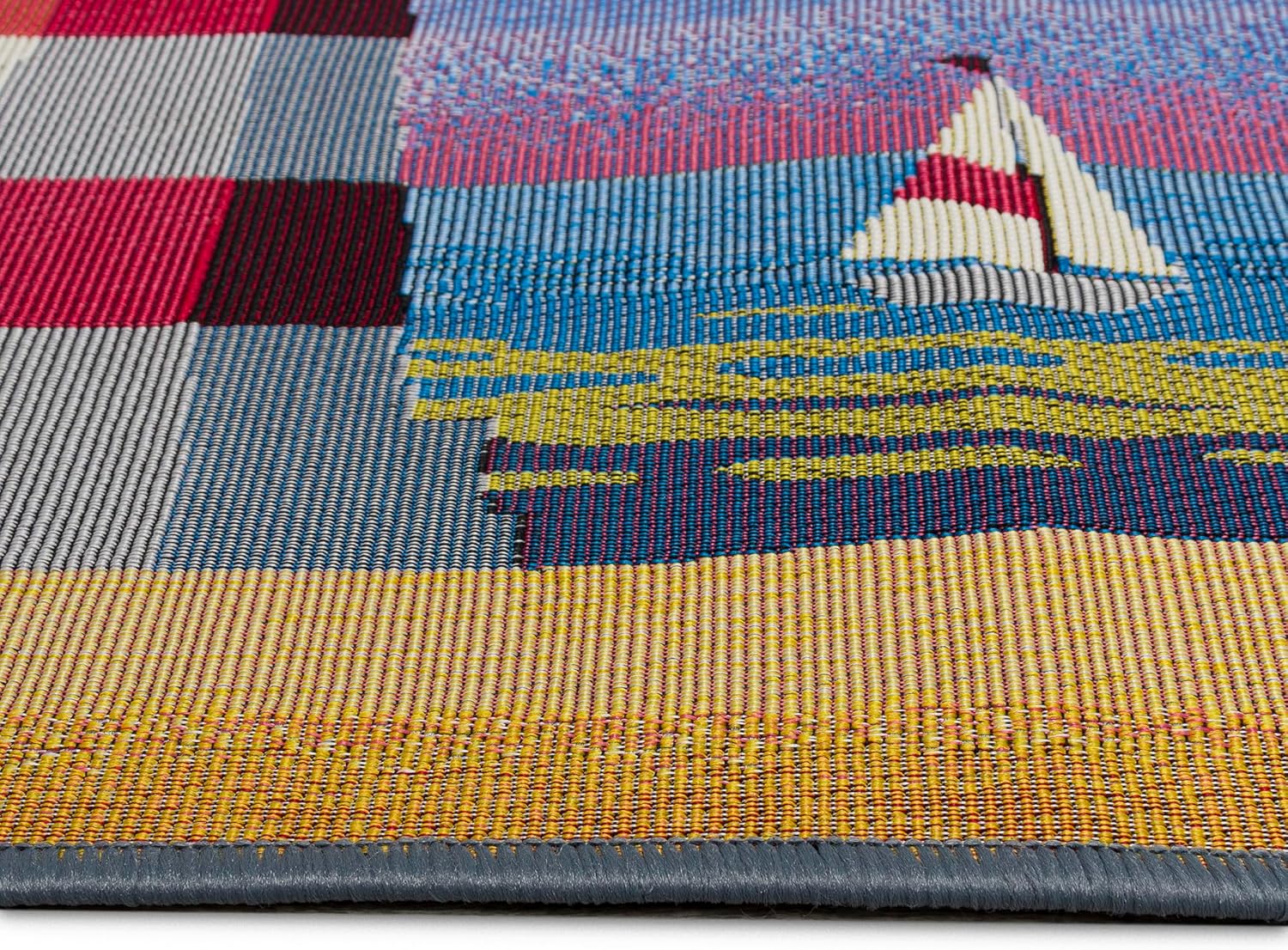 Liora Manne ESENCIA Indoor/Outdoor Power Loomed Latex Back Non Slip Mat - Traditional Graphic Coastal Beach Colorful (Lighthouse Blue) (2' x 2'10")