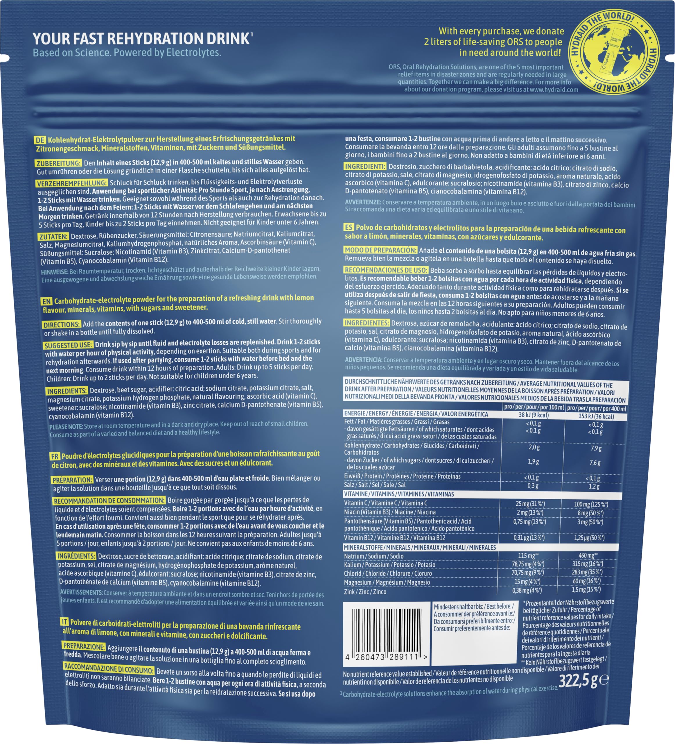 Hydraid Hydration Helper I Electrolites Powder I Rapid Rehydration & Recovery I 25 saszetek I After Sport & Party (25 patyczków (1 opakowanie), mango-marakuja
