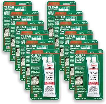 ABRO RTV Silicone Sealant and Gasket Maker Up to 500 Degree F Heat, High Temp Silicone Sealant, 3 oz/85g Tube - Clear, Pack of 12