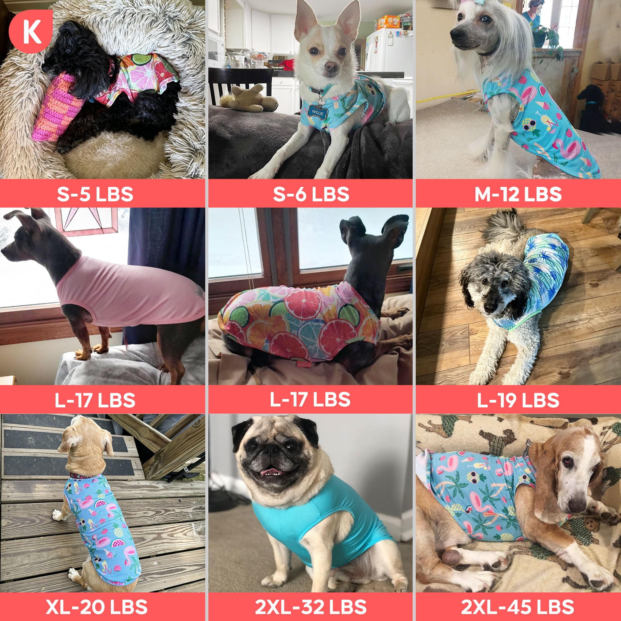 KYEESE Lot de 2 chemises pour chien, légères à séchage rapide avec étiquette réfléchissante, sans manches, motif citron, idéal pour la protection solaire d'été, taille M, citron + rose