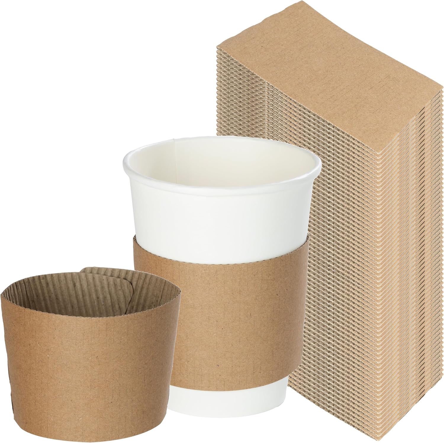 150 Pack Kraft Coffee Sleeves For 10 oz. 24 oz. Cups