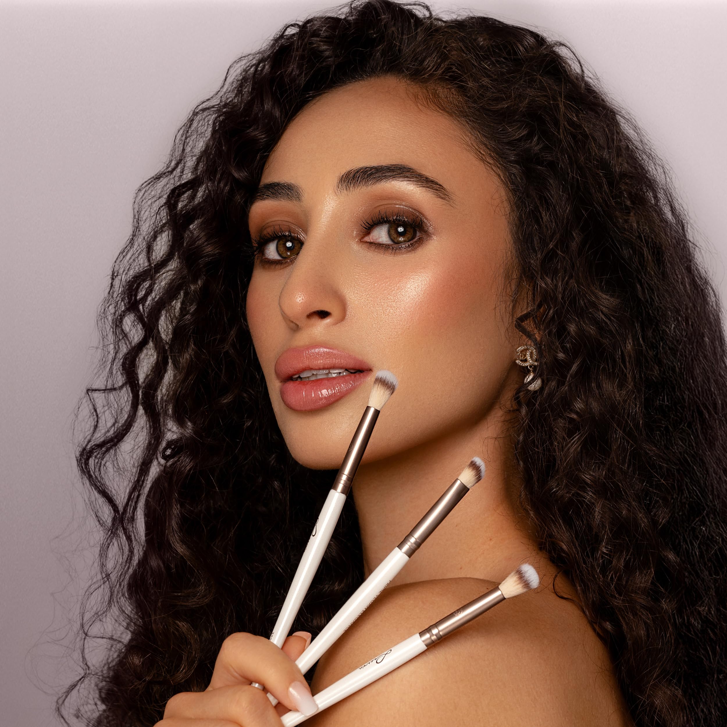 Set di pennelli Make-Up di Luvia, pennelli per il trucco con porta pennelli e sacchetto di raso per pennelli cosmetici, set di pennelli di bellezza Prime Vegan