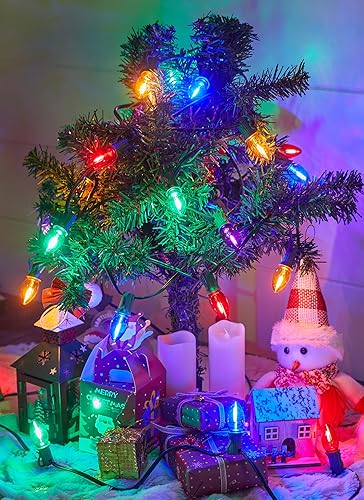 Miniatura 40 de 50FT C7 LED Christmas Lights, Outdoor Vintage String Lights with 52 Bulbs(2 Spare), Commercial Hanging Christmas Lights for Xmas Holidays Roofline