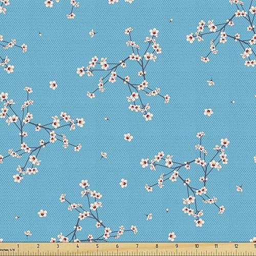 Miniatura 659 de Ambesonne The Yard - Tela de hibisco de flores tropicales en tonos de la vida real, tela decorativa para tapicería, cestas de almacenamiento