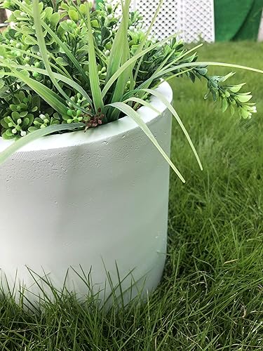 Miniatura 7 de Kante Maceta cilíndrica moderna de hormigón ligero para exteriores, diámetro de 12.9 pulgadas, blanco puro