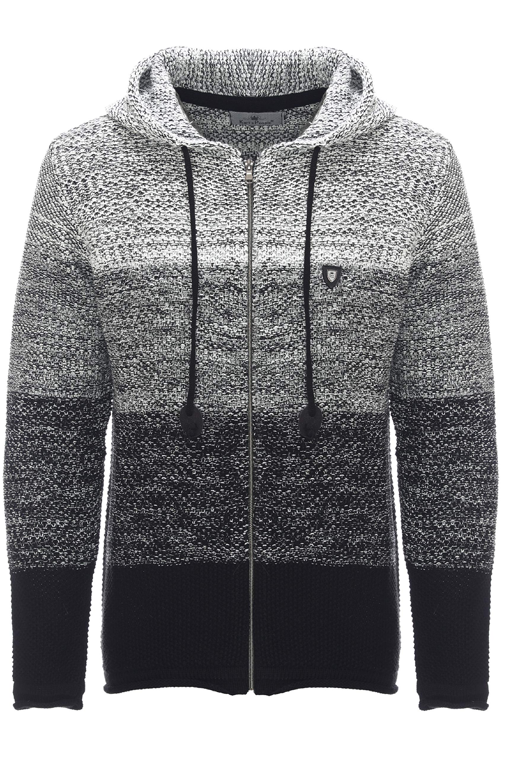 Cárdigan De Punto Para Hombre Con Cremallera Completa Y Cuello Alto - Abrigo De Invierno Grueso