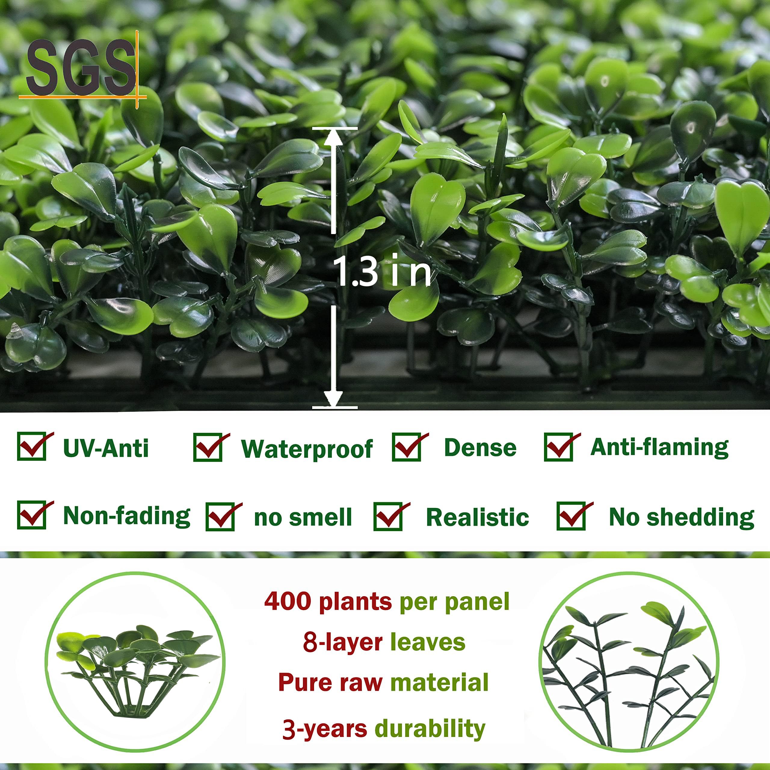 Panneau Décoratif Vert Panneau Mur Végétal Artificiel 60x40cm - Décoration Intérieur/Extérieur - Intimité Et Décoration Haie Intimité