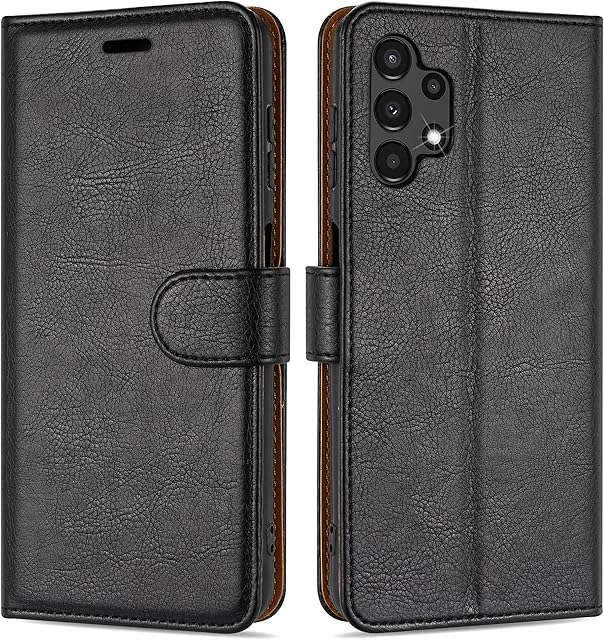 Case Collection for Samsung Galaxy A13 Phone Premium Leather Folio Cover, Magnetic Closure Protective Book Design Wallet Flip with [Card Slots] and [Kickstand] for Samsung A13 Case Black