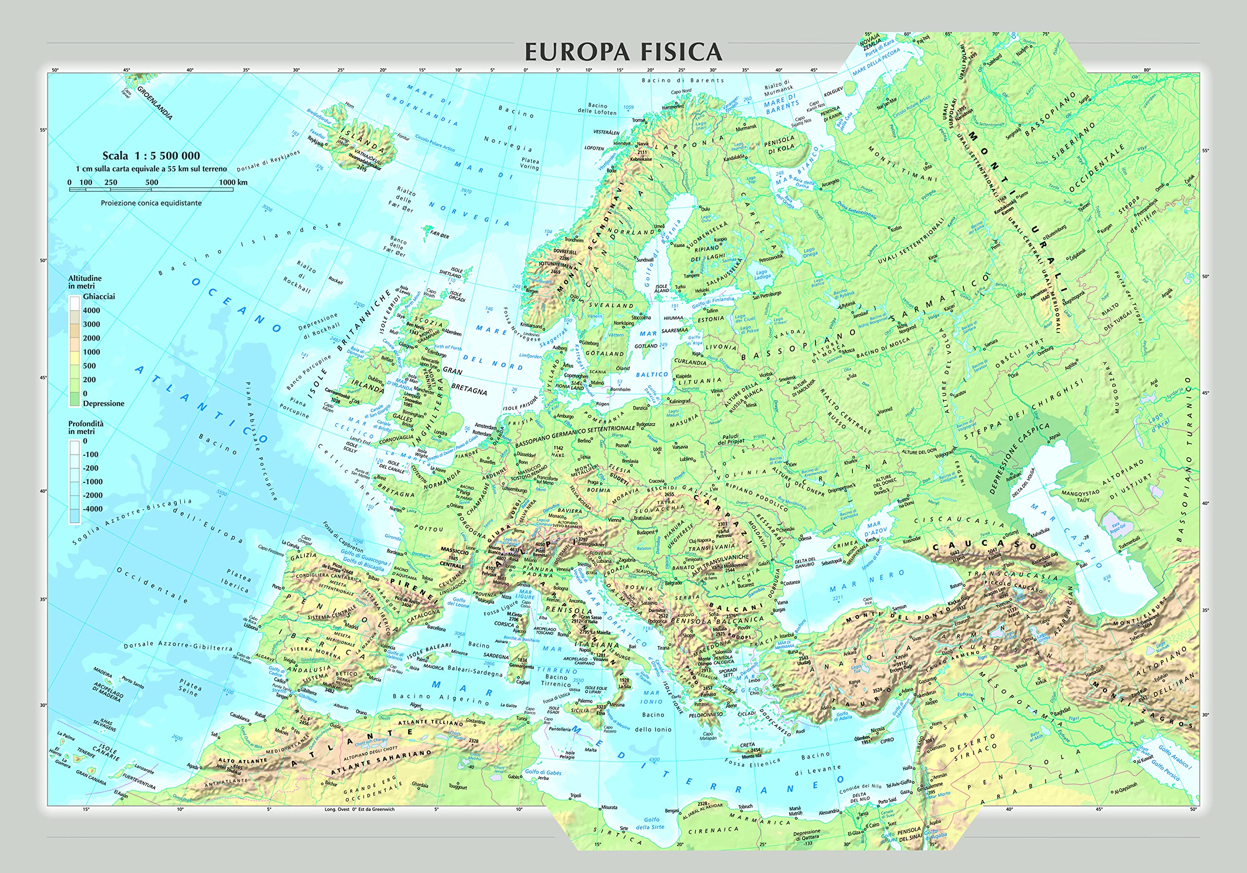 Europa fisica e politica (carta murale)