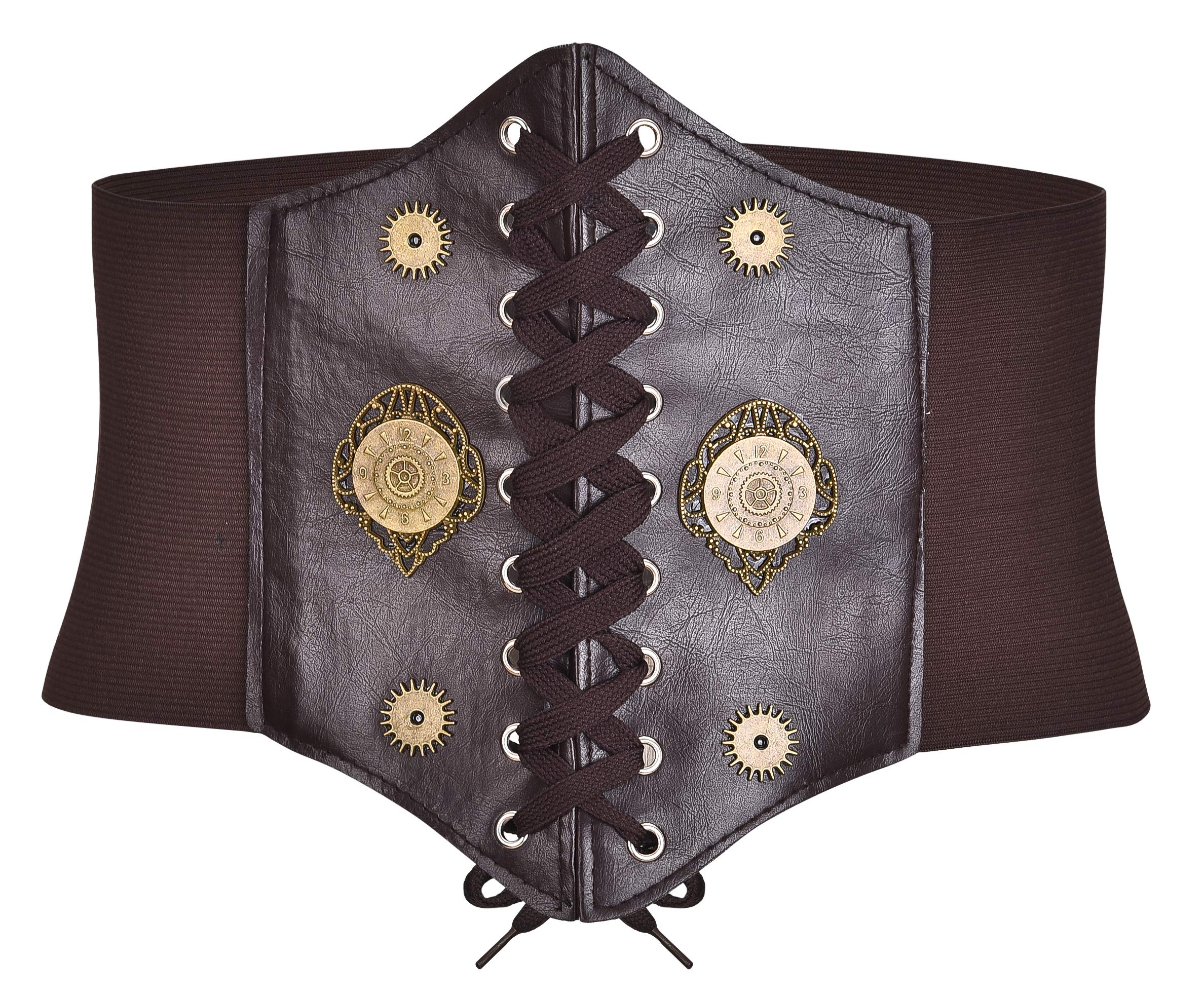 Bslingerie Women's Gear - Brown Bslingerie® Steampunk Faux Leather Waspie Belt Corset (, M)