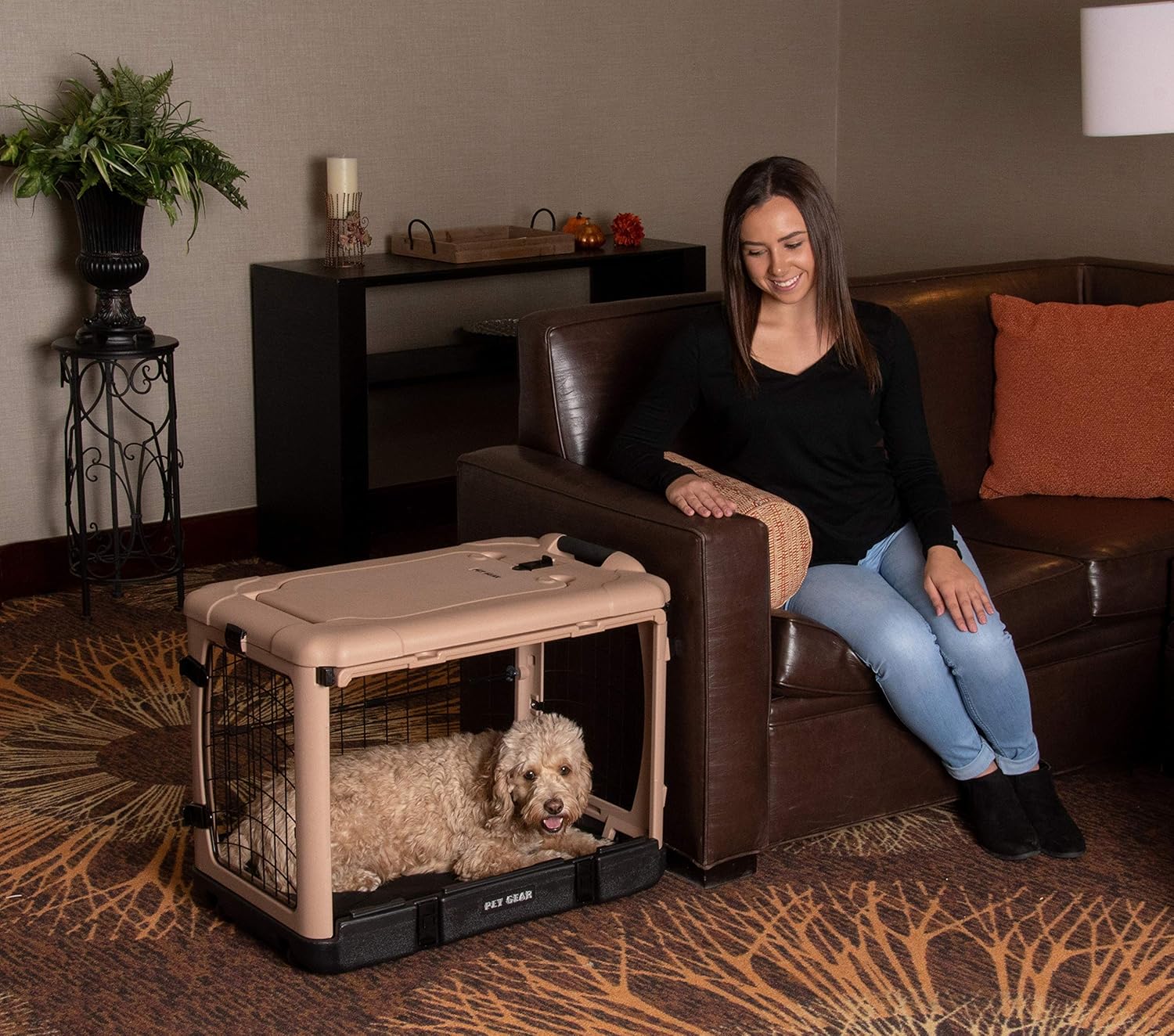 Pet Gear 27-Inch 4-Door Steel Crate for Dogs/Cats with Bed & Travel Bag