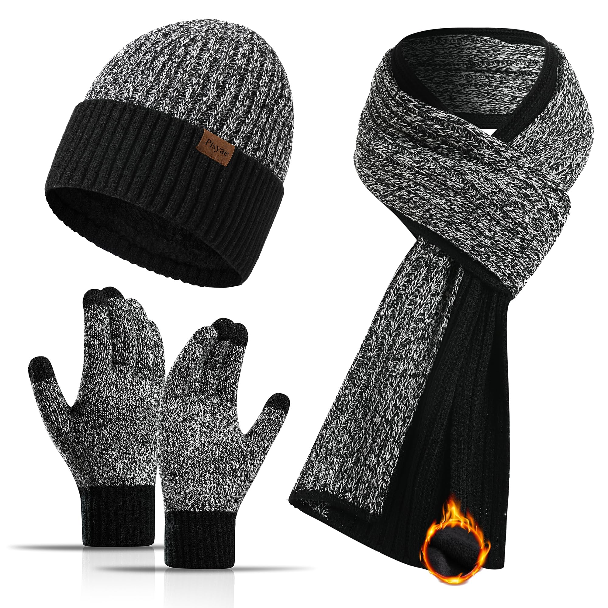 Men's Winter Hat Scarf Gloves Set-image-34