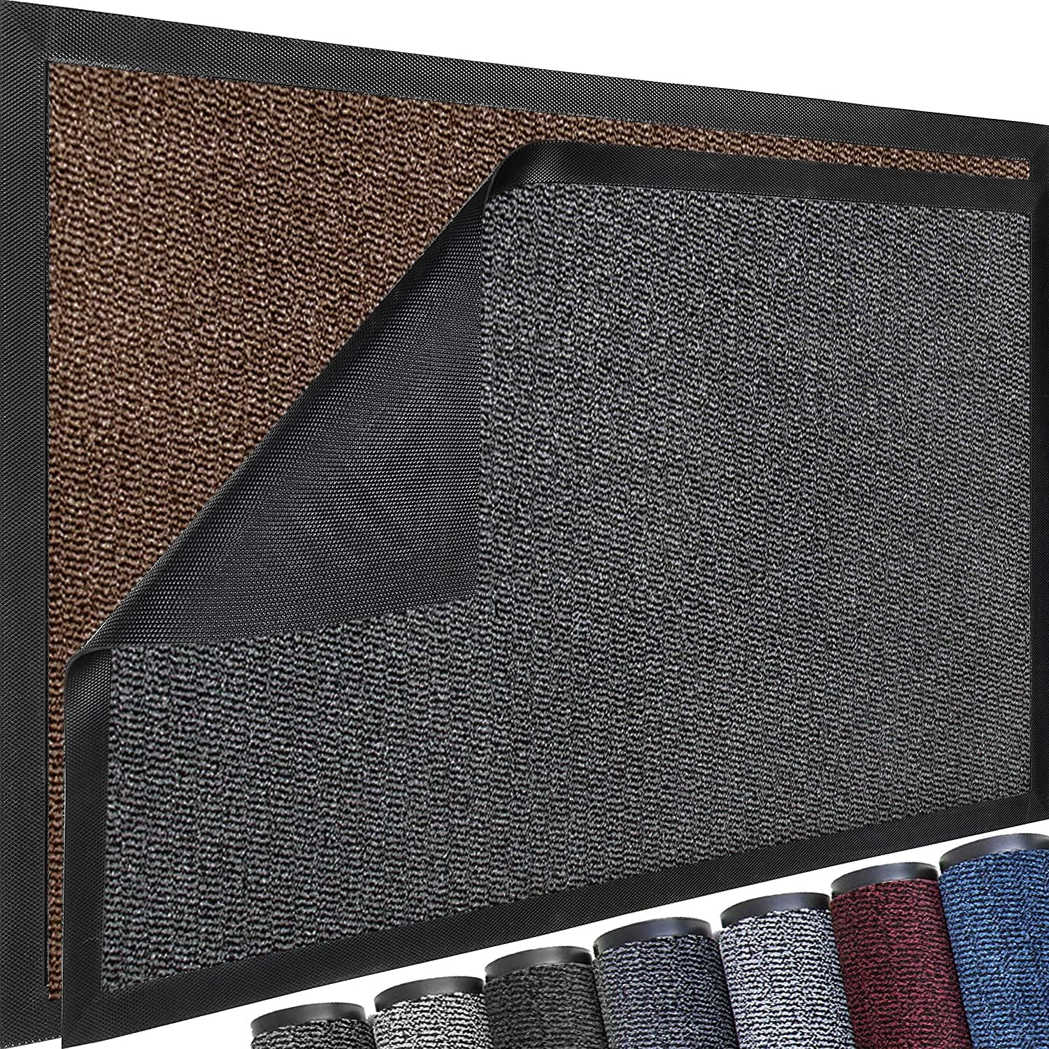 TrendMakers Extra Large Big Hardwearing Doormat Heavy Duty BEIGE/BLACK PVC Edge Pile Top Rubber Runner Barrier Entrance Door Mats Kitchen Utility Dust Floor Mats Rugs 80cm x 160cm