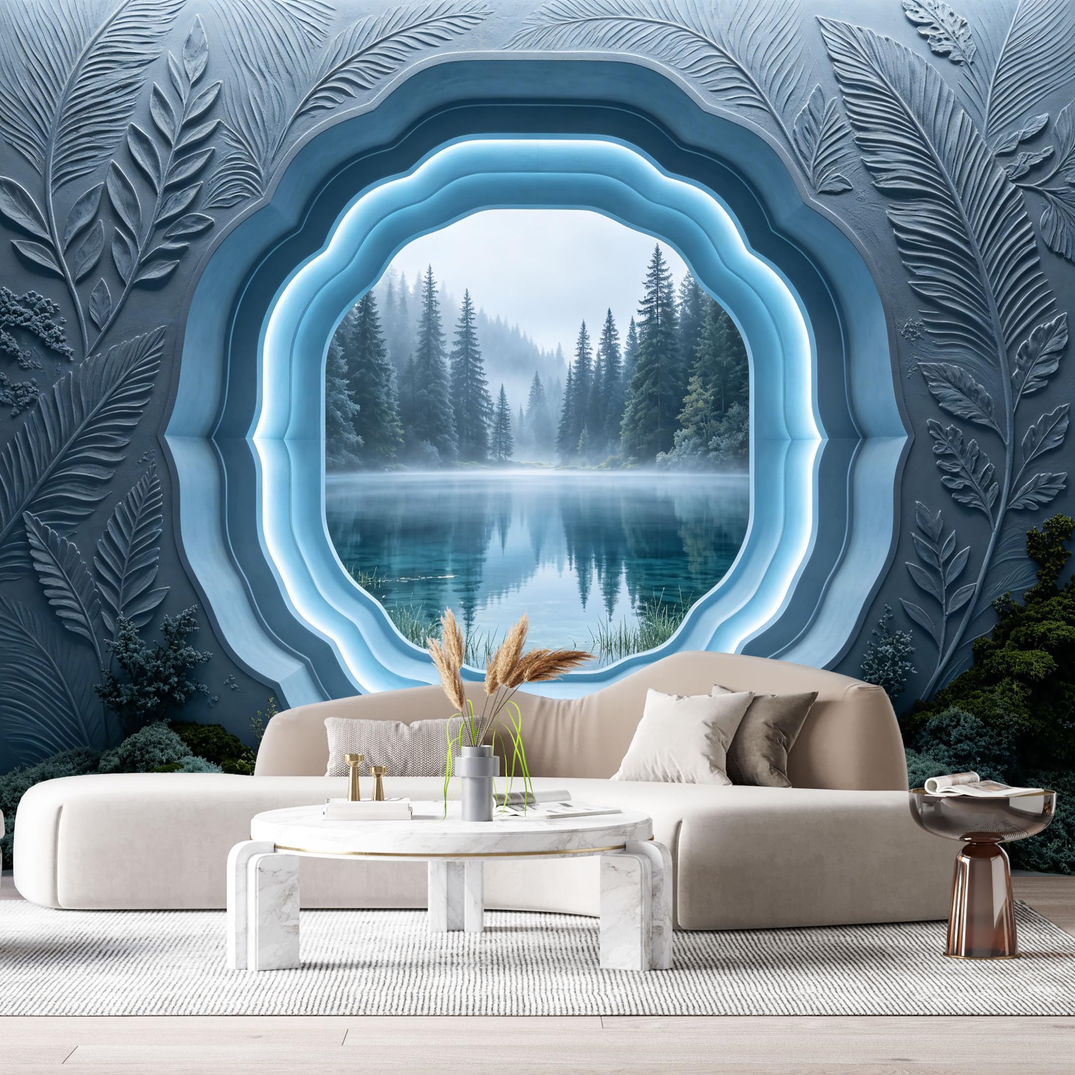 Custom Size Wall Murals Mystical Archway Lake Forest Landscape 3D Trompe L'Oeil SelfAdhesiveWall Fabric Removable Wallpaper Wall Decor for Living Room Bedroom Bathroom