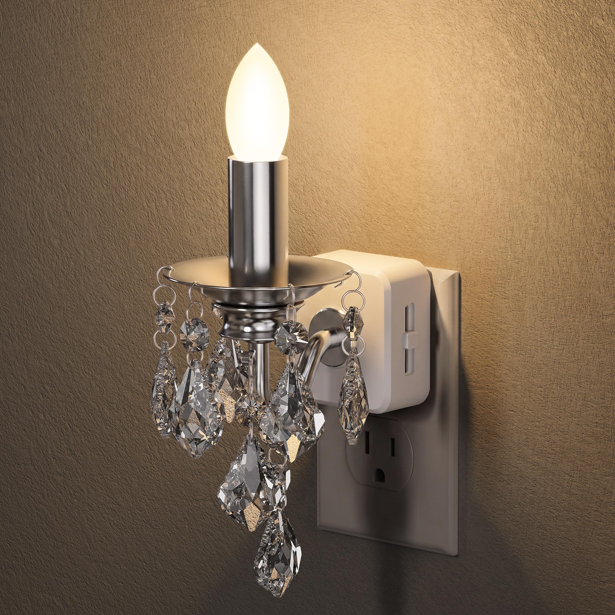 Briignite Chandelier Night Lights Plug into Wall,Dusk to Dawn Sensor,Warm
