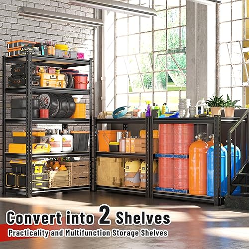 Miniatura 5 de Bepatio Estantes de almacenamiento de 2000 libras, estantería de metal resistente, estantes de despensa ajustables para cocina, almacén, sótano,