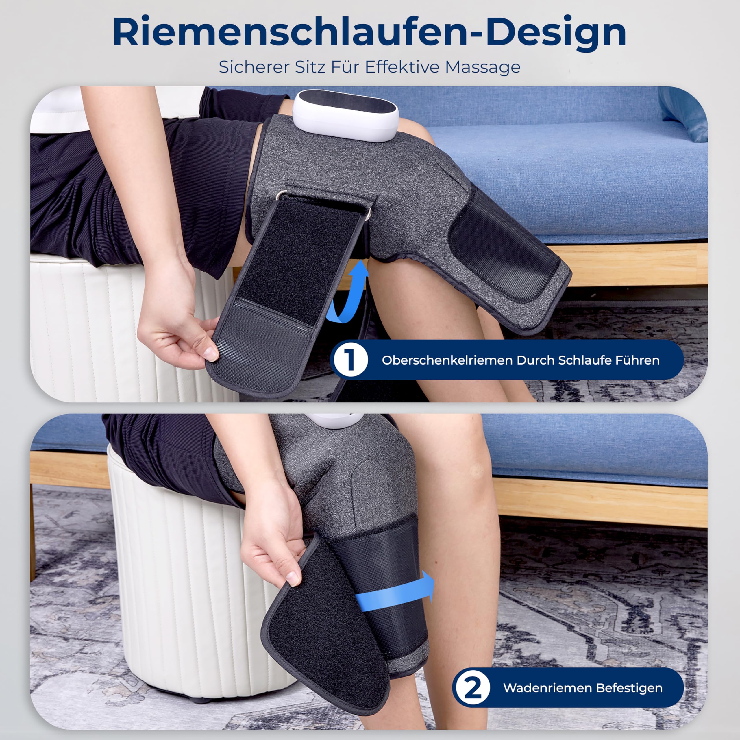 SereneLife Knie-Massagegerät – Kabellos, 3 Wärmestufen, Luftkompression, 4 Massage-Modi, Kühlpack & Tasche, Für Arthritis, Schwellungen, Steifheit, & Muskelverletzungen, Starker Akku, Geschenkidee