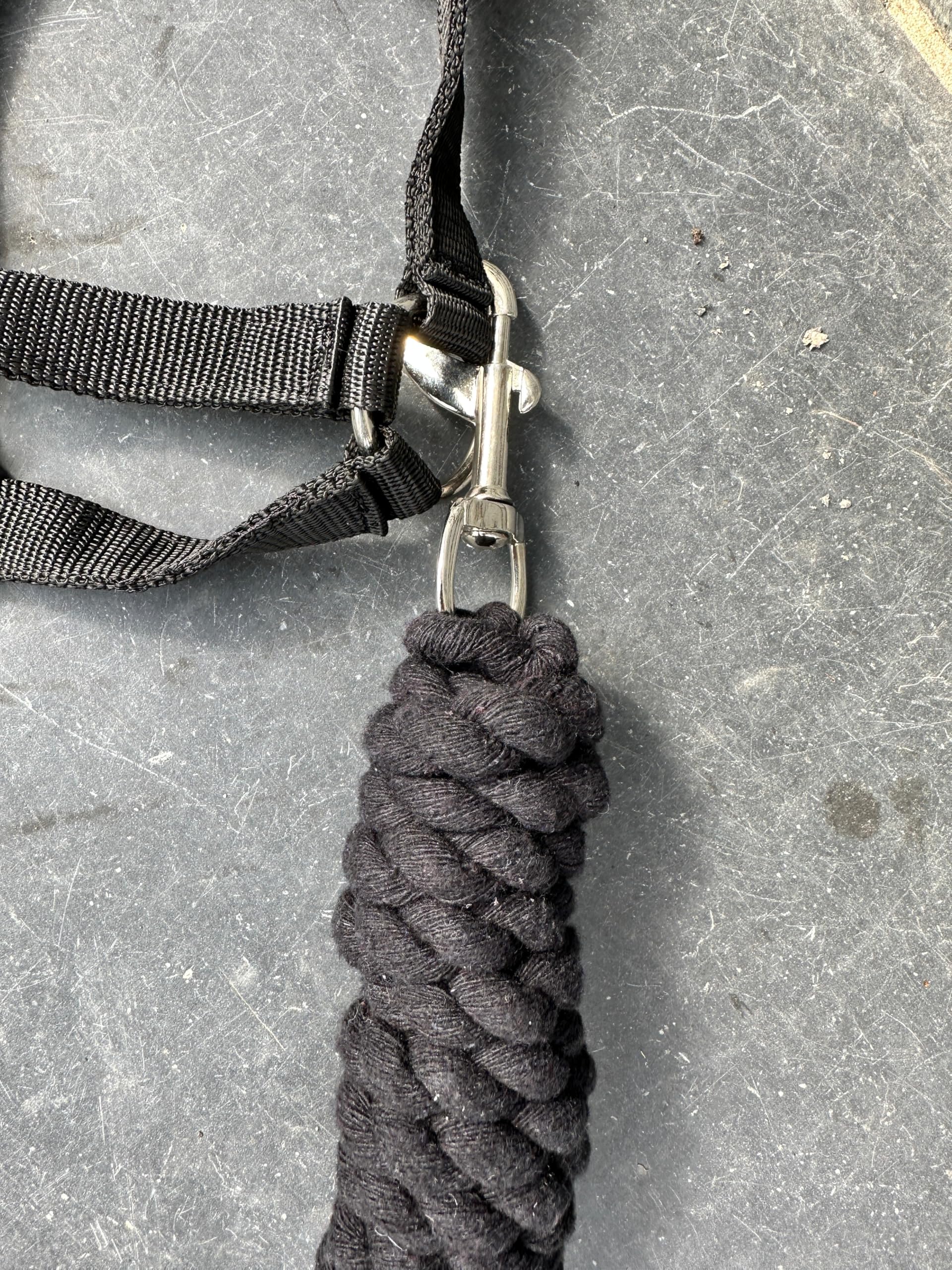 Adjustable Headcollar & Leadrope Set - Shetland up to Full Size - Black Full