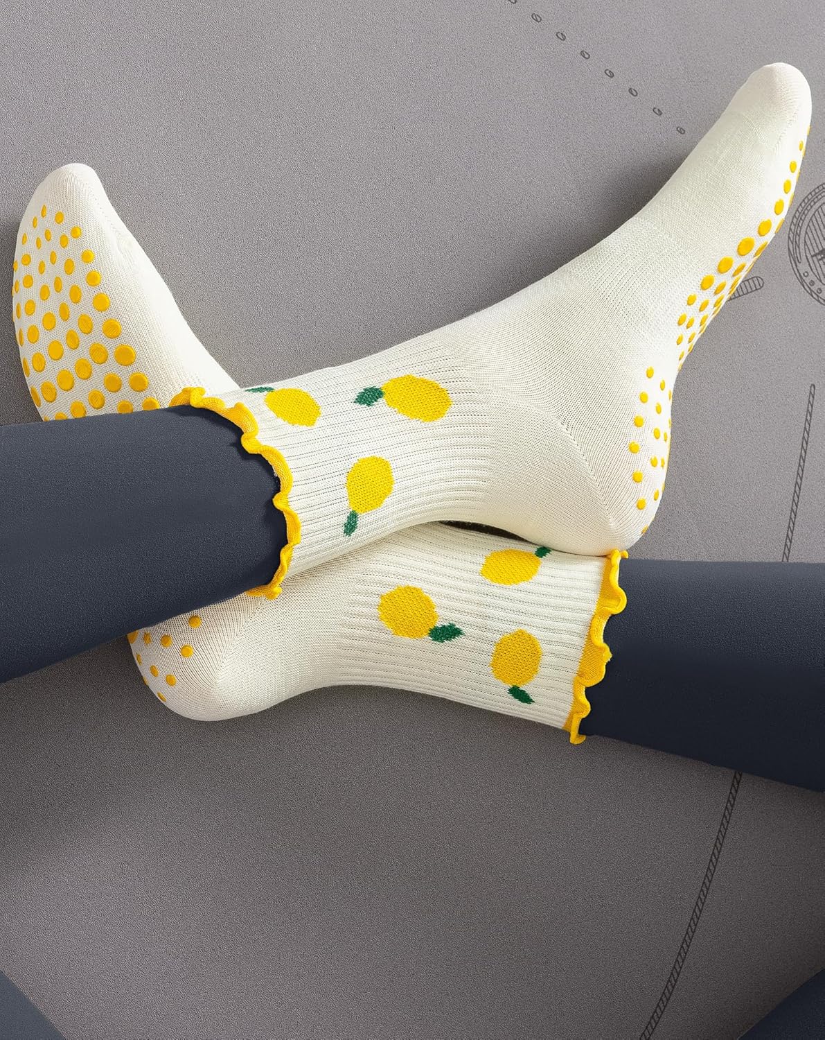 Yawlsow Pilates Grip Socks for Women Yoga Grippy Socks Cute Barre Non Skid Athletic Crew Sticky Sock Workout Hospital - Image 3