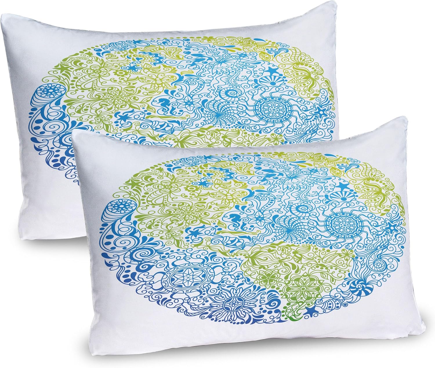 Ambesonne Abstract Pillow Sham Set of 2, Geometric Curved Rounds Shape Overlapping Circles Image, Quality Microfiber Bedding Item for All Seasons, 26" x 20", Dark Purple Earth Yellow