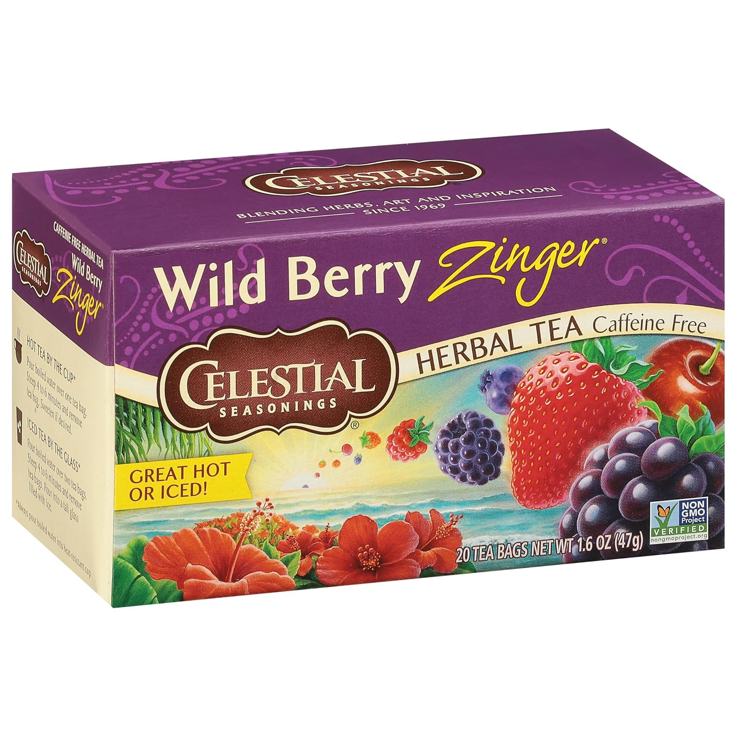 Celestial Seasonings Wild Berry Zinger Herbal Tea, Caffeine Free, 20 Tea Bags Box (Pack of 3) image 5