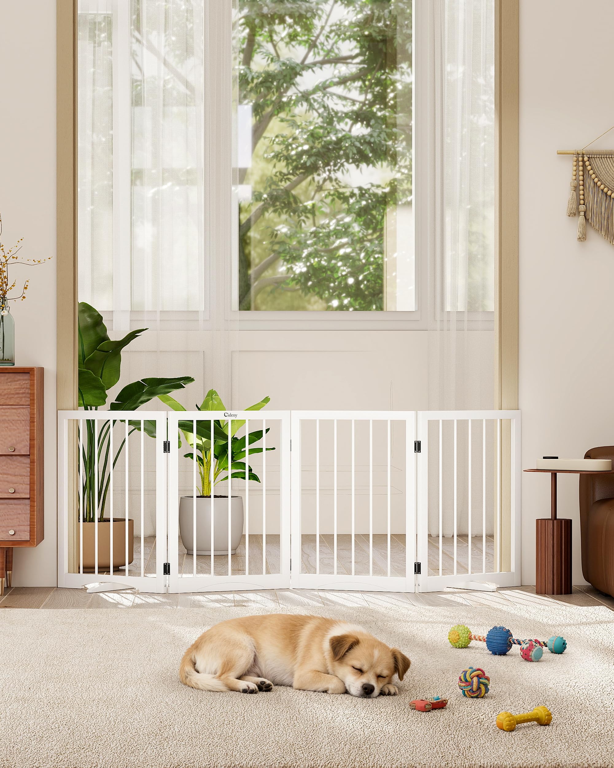 Cideny Free Standing Dog Gate Indoor, Foldable Dog Gate for Doorways Stairs Hallways, 3-Panel Freestanding Pet Gate with Support Feet for Stability, Folding Puppy Gate Easy to Move, Doggy Gate 54"x24" — view 20