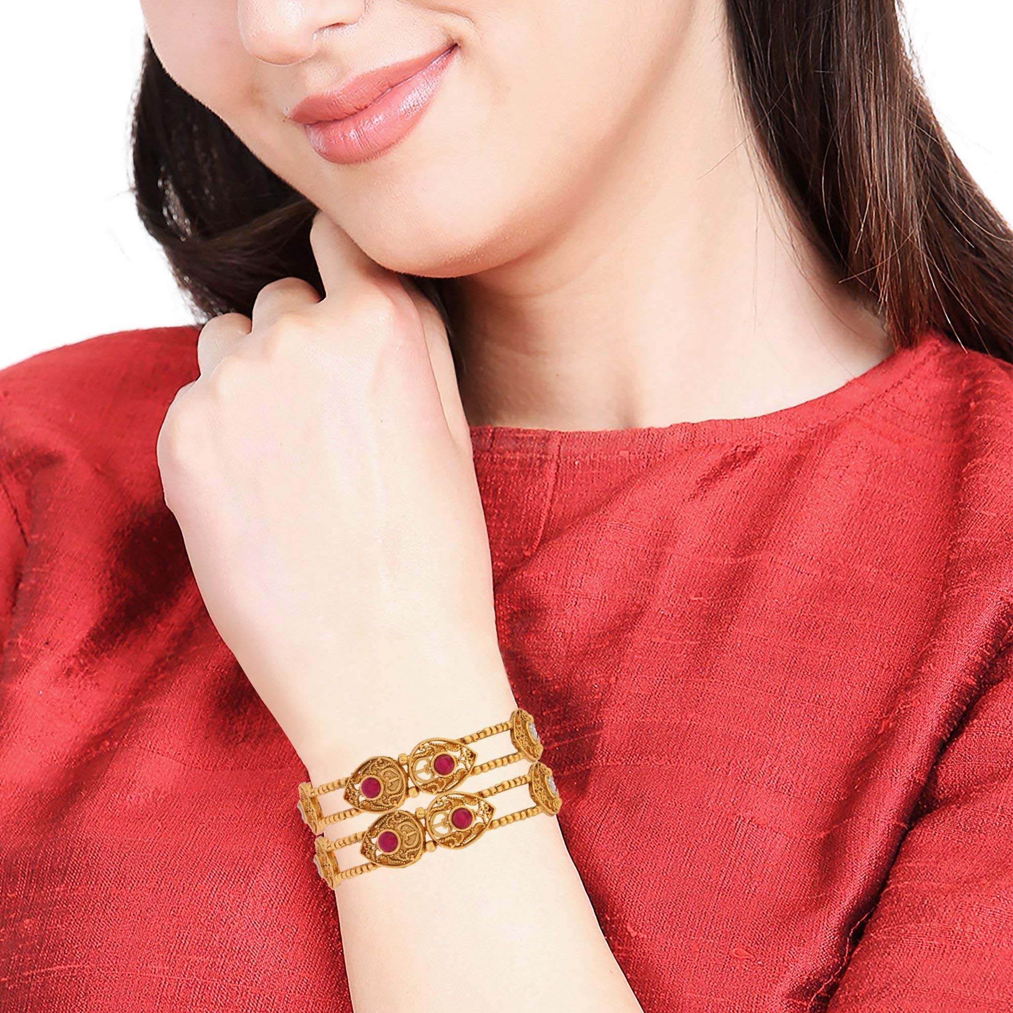 Plated Ruby Kundan Stone Bangle for (_100gm_2.6)