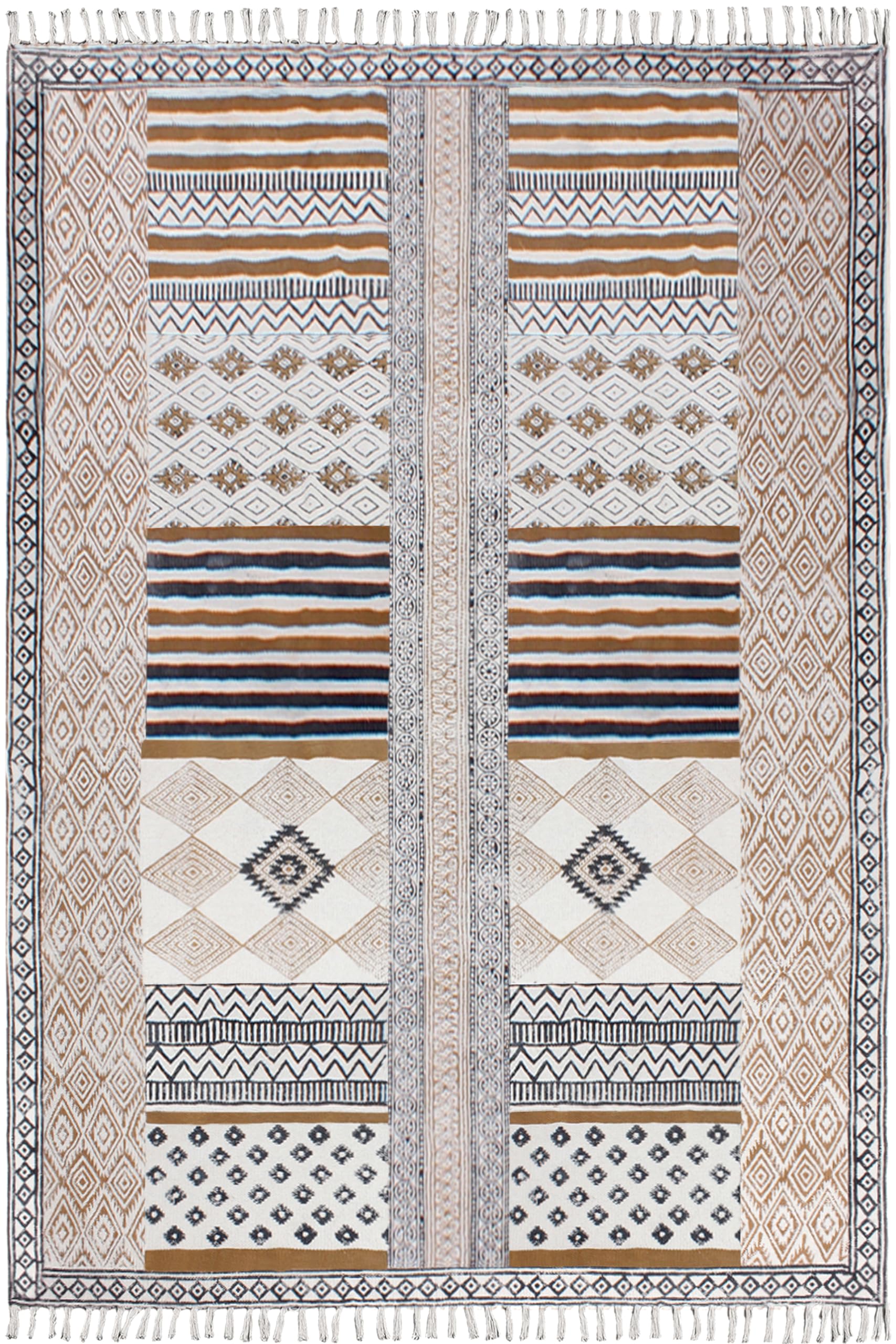 Tapis kilim tissé plat marron et noir : fini les portes bloquées dans l'entrée