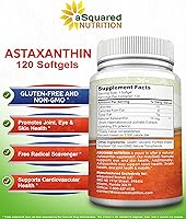 Vista 2 de aSquared Nutrition Suplemento de astaxantina - píldoras naturales de astaxantina de extracto de Haematococcus Pluvialis para energía pura - Fuerza
