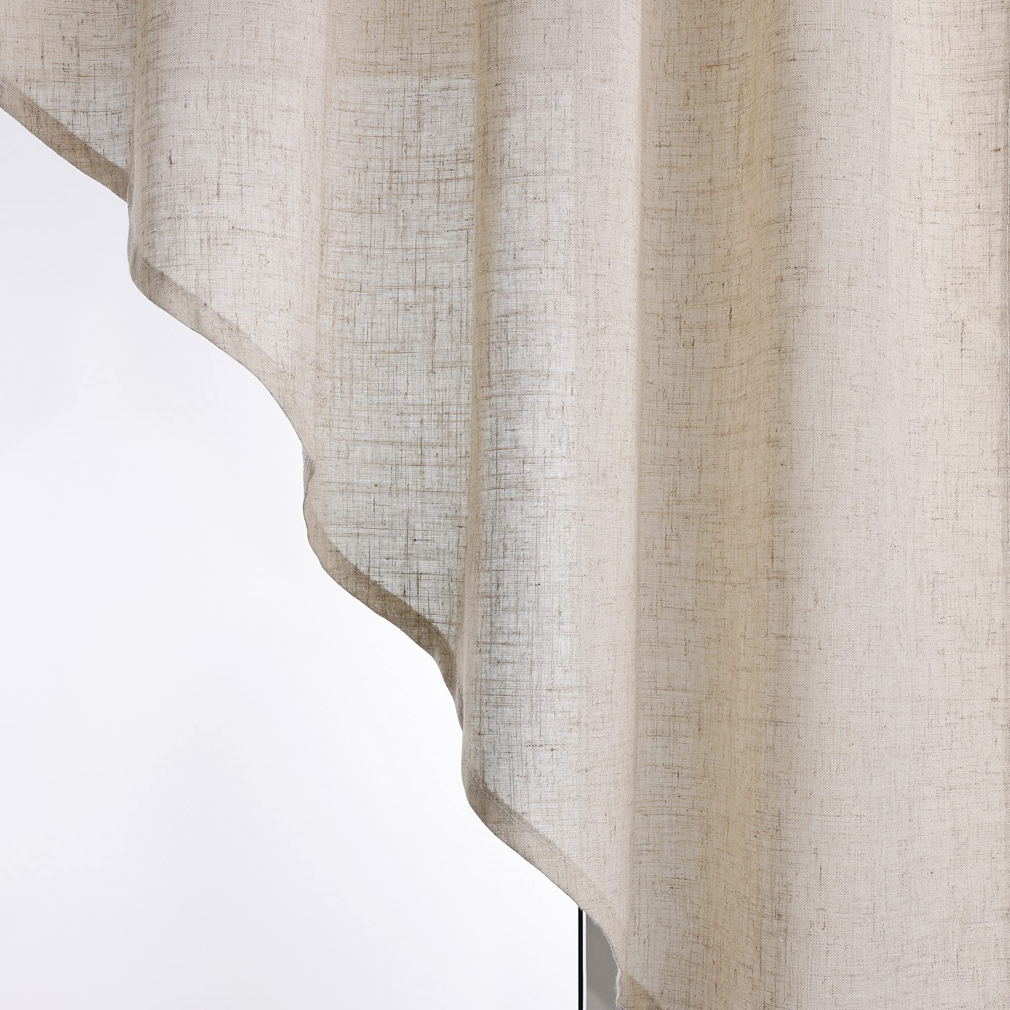Scheibengardine mit Tunnelzug 2 Stück Kleinfenster Gardinen Küche Set Bistrogardinen Leinen Stores Fenstergardine Landhaus Kariert BxH 120x125cm Sand