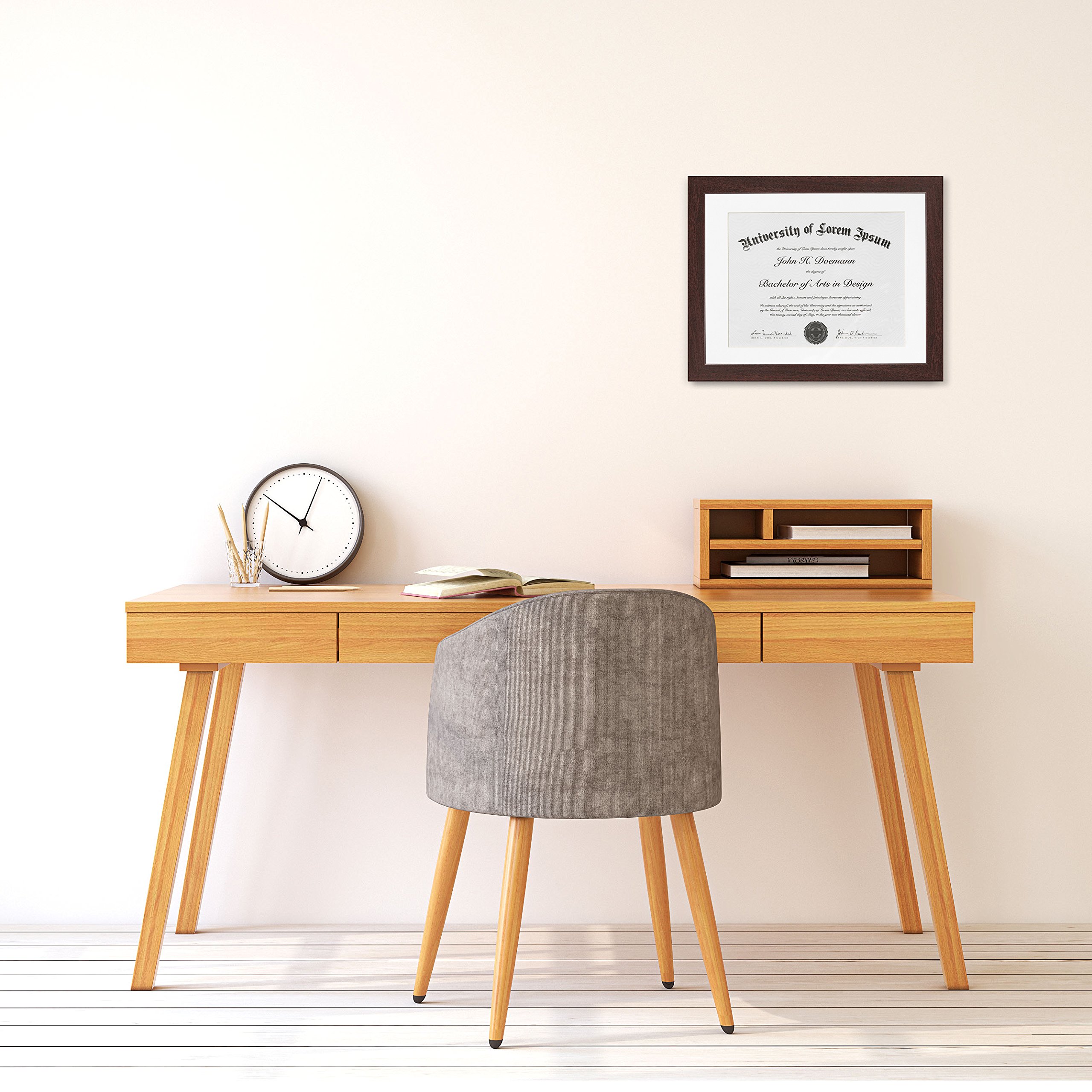 Americanflat 11x14 Diploma Frame with Shatter-Resistant Glass - Use as 8.5x11 Frame with Mat or Display 11x14 Documents Without Mat - Legacy Collection - Certificate Frames for Wall - Mahogany